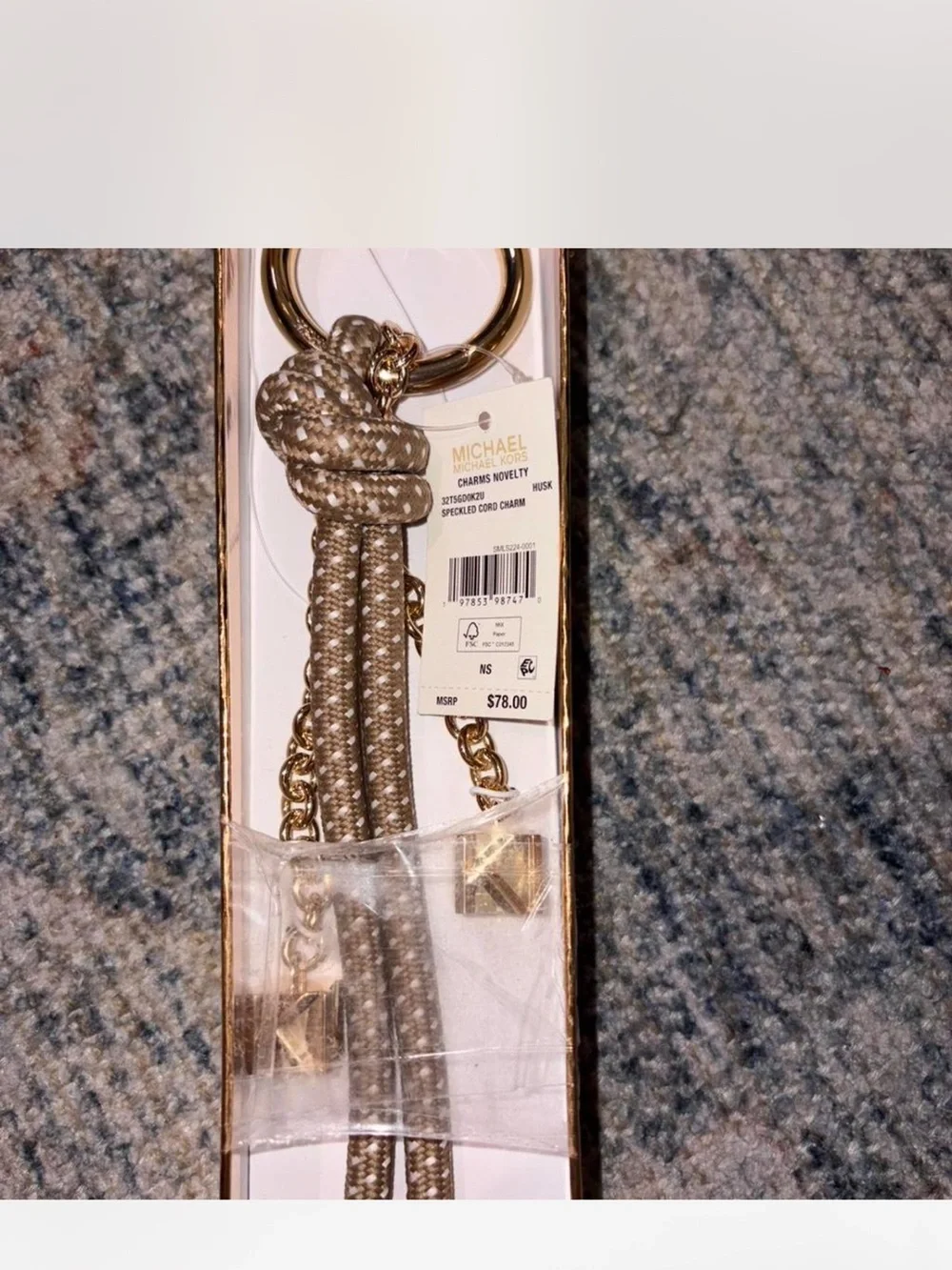 Michael Kors nwt Gold-Tone and Speckled Cord Bag Charm